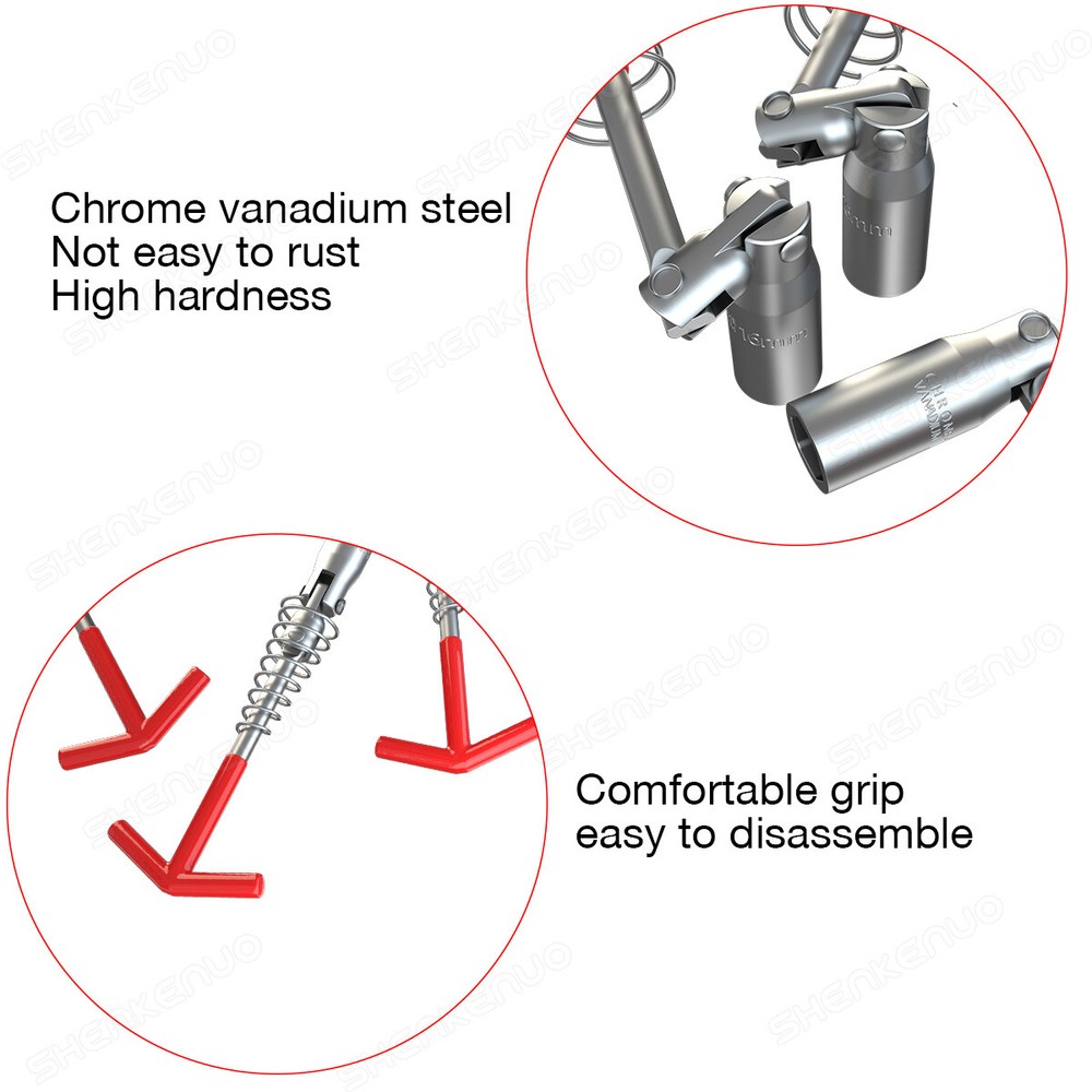 Spark Plug Removal Tool 16mm T-Bar T-Handle Flexible Spanner Socket Wrench Tool