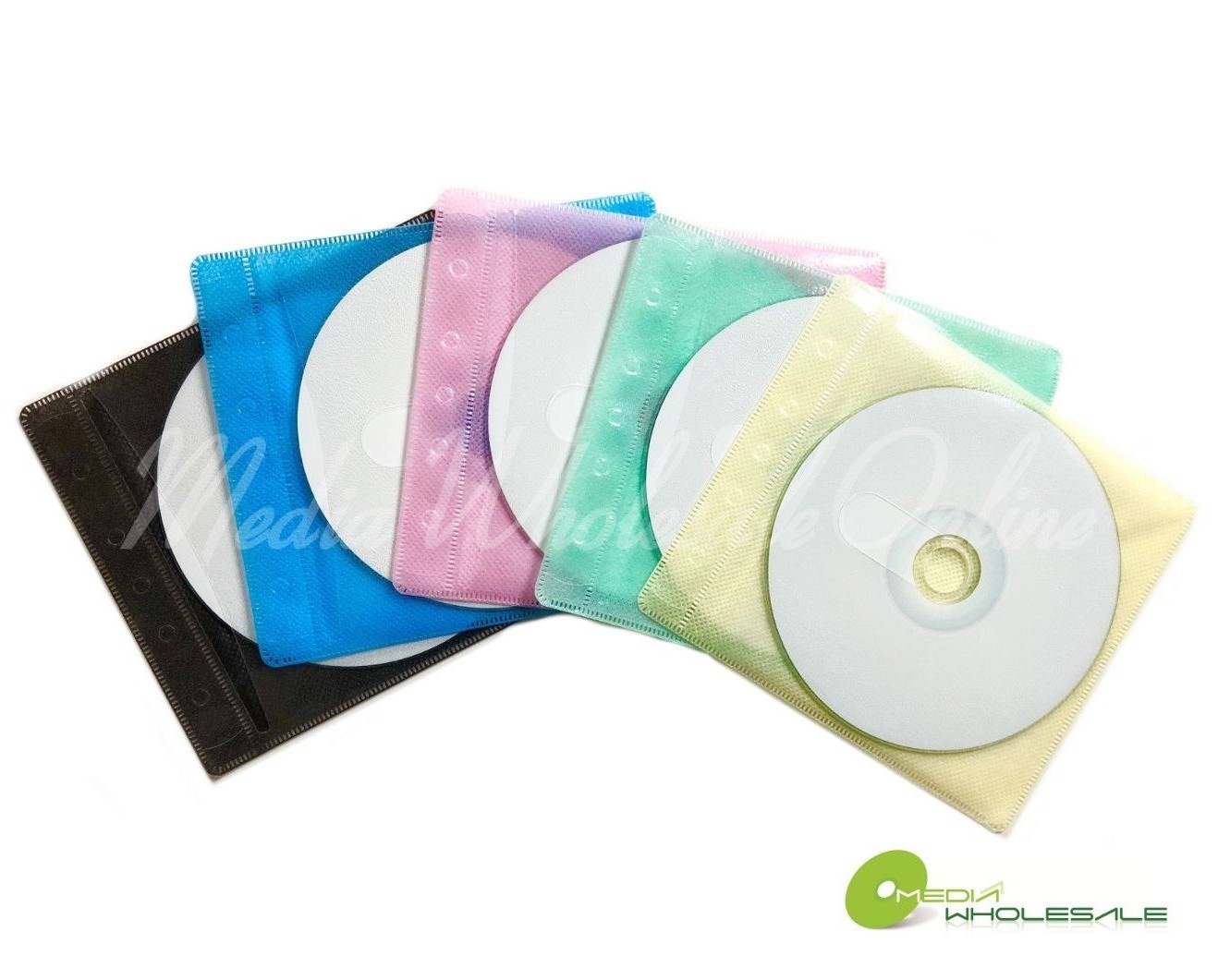 100 Non Woven CD DVD Multi Color Double Sided Plastic Sleeve - HOLD 200 discs