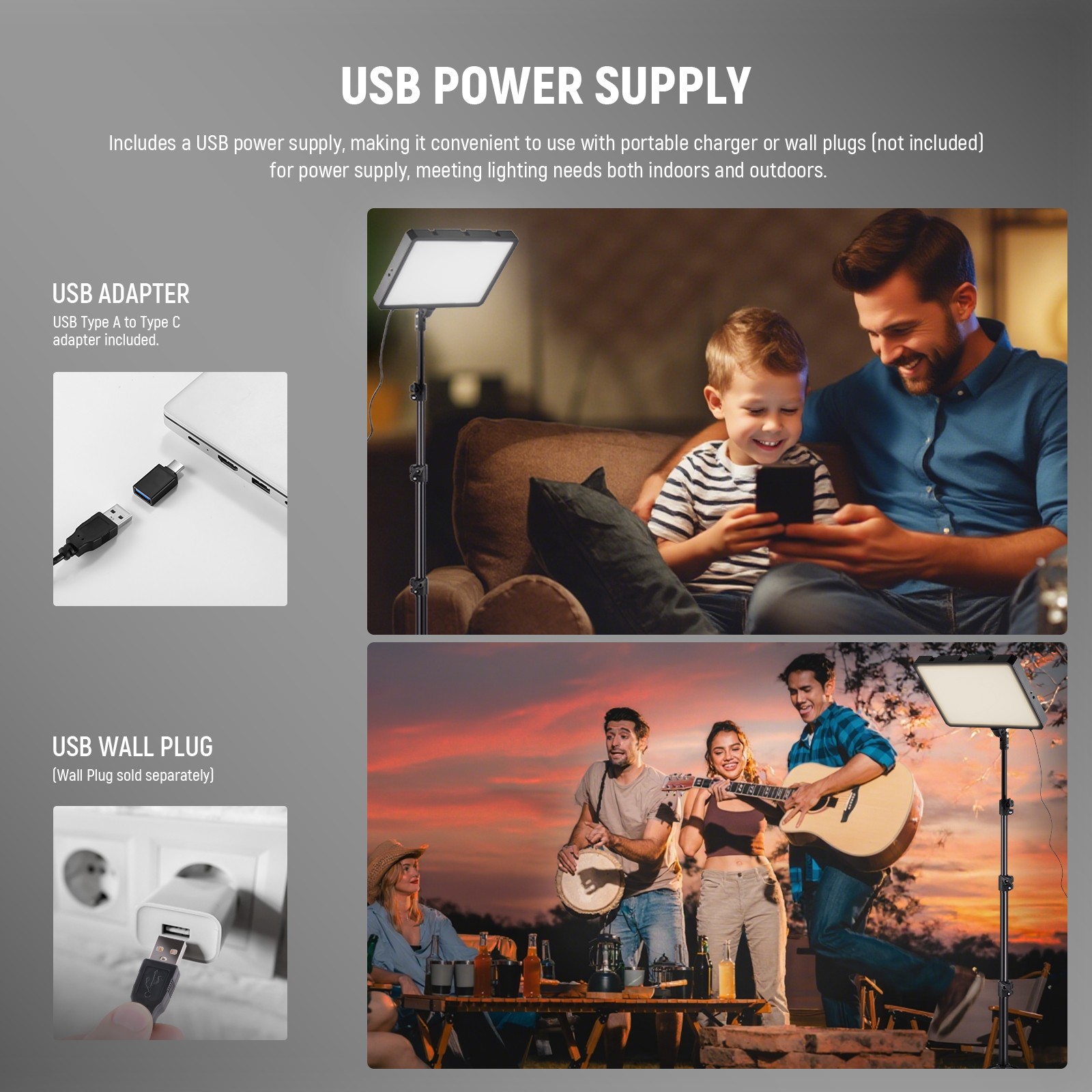 NEEWER BP300D 2-Pack LED Video Light Kit w/Stands, Bi-Color 2700K-6500K