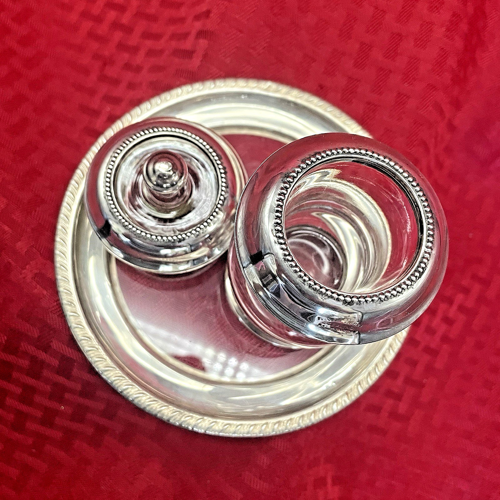 ANTIQUE STERLING HYGLO LIGHTER, CIGARETTE HOLDER, AND TRAY BY FRANK M. WHITING