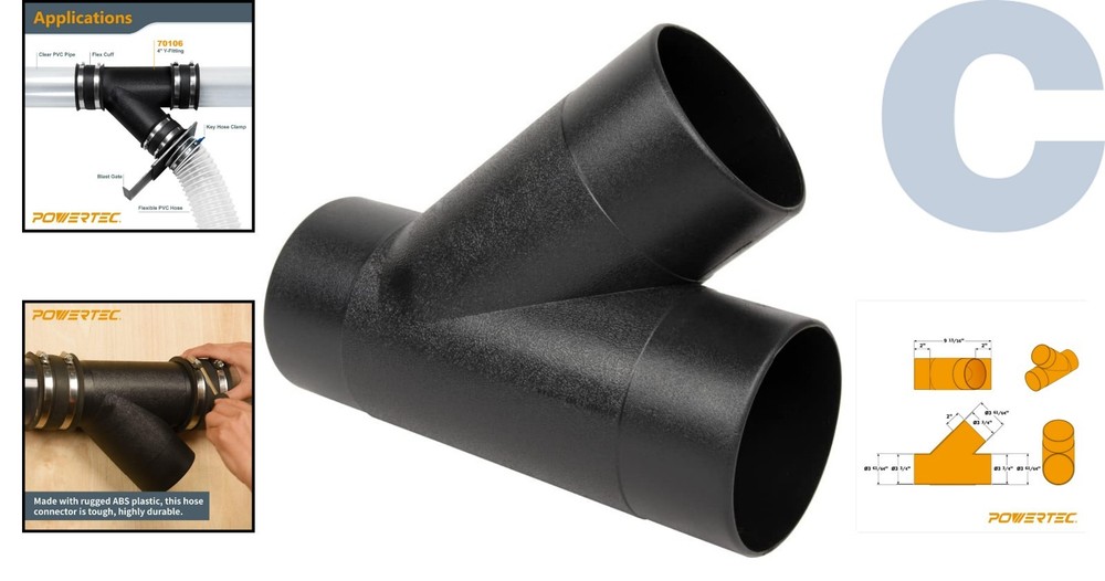 Airtight 4" Y-Fitting for Dust Collection Hose - Optimize Your Efficiency