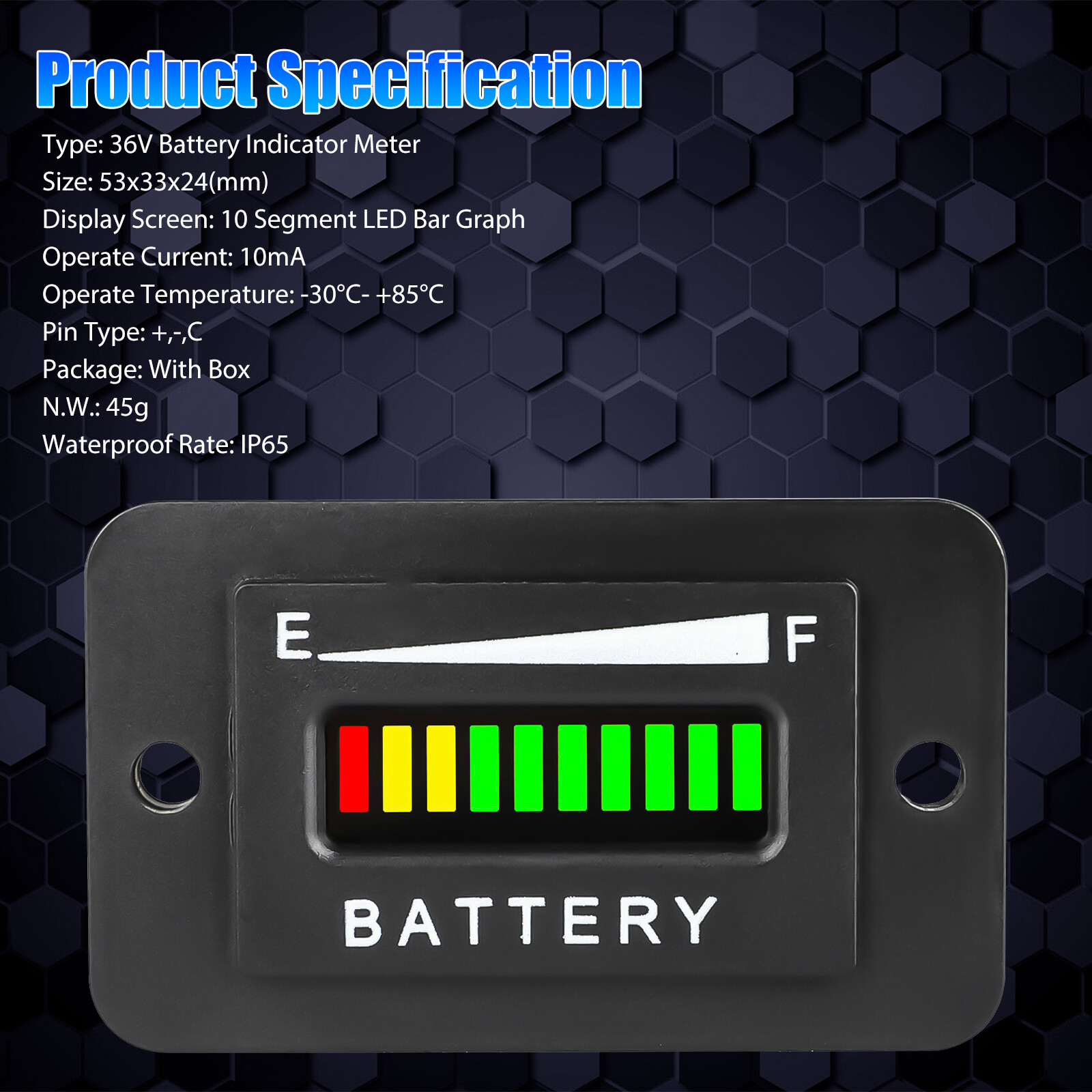 36V Volt Battery Indicator Meter Gauge for Ezgo Club Car Yamaha Golf Cart Motor