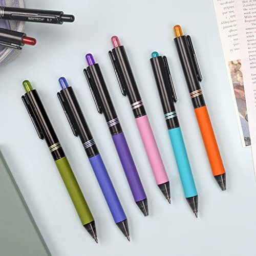 WRITECH Retractable Gel Ink Pens Multi Colored 0.7mm Medium Point Colorful Cl...