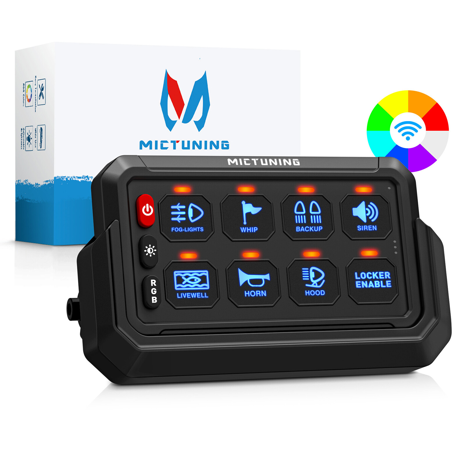 MICTUNING P1s 8Gang Switch Panel,Wireless Cordless,Auxiliary Circuit Control Box
