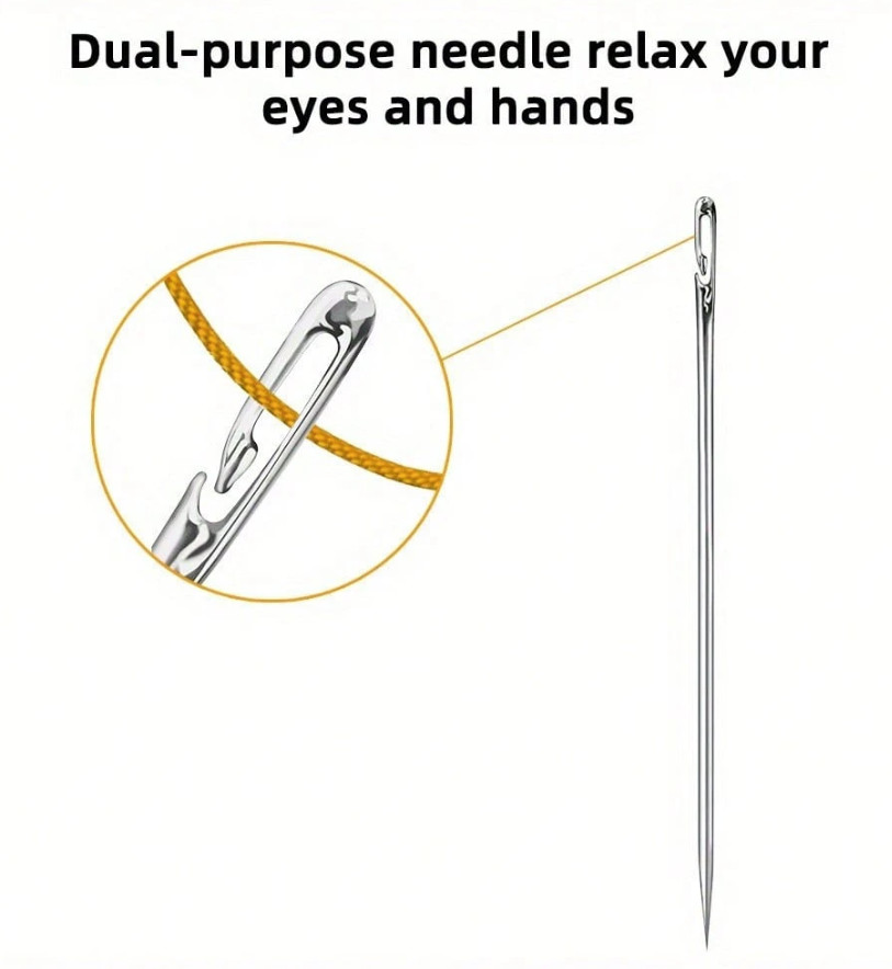 1pc 12‑Pack Self‑Threading Sewing Needles – Easy Thread, Assorted Sizes - NEW