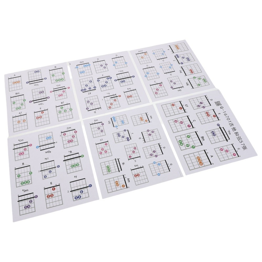 57 Pcs Portable Guitar Chart Beginner Chord Accessory Easy Chords
