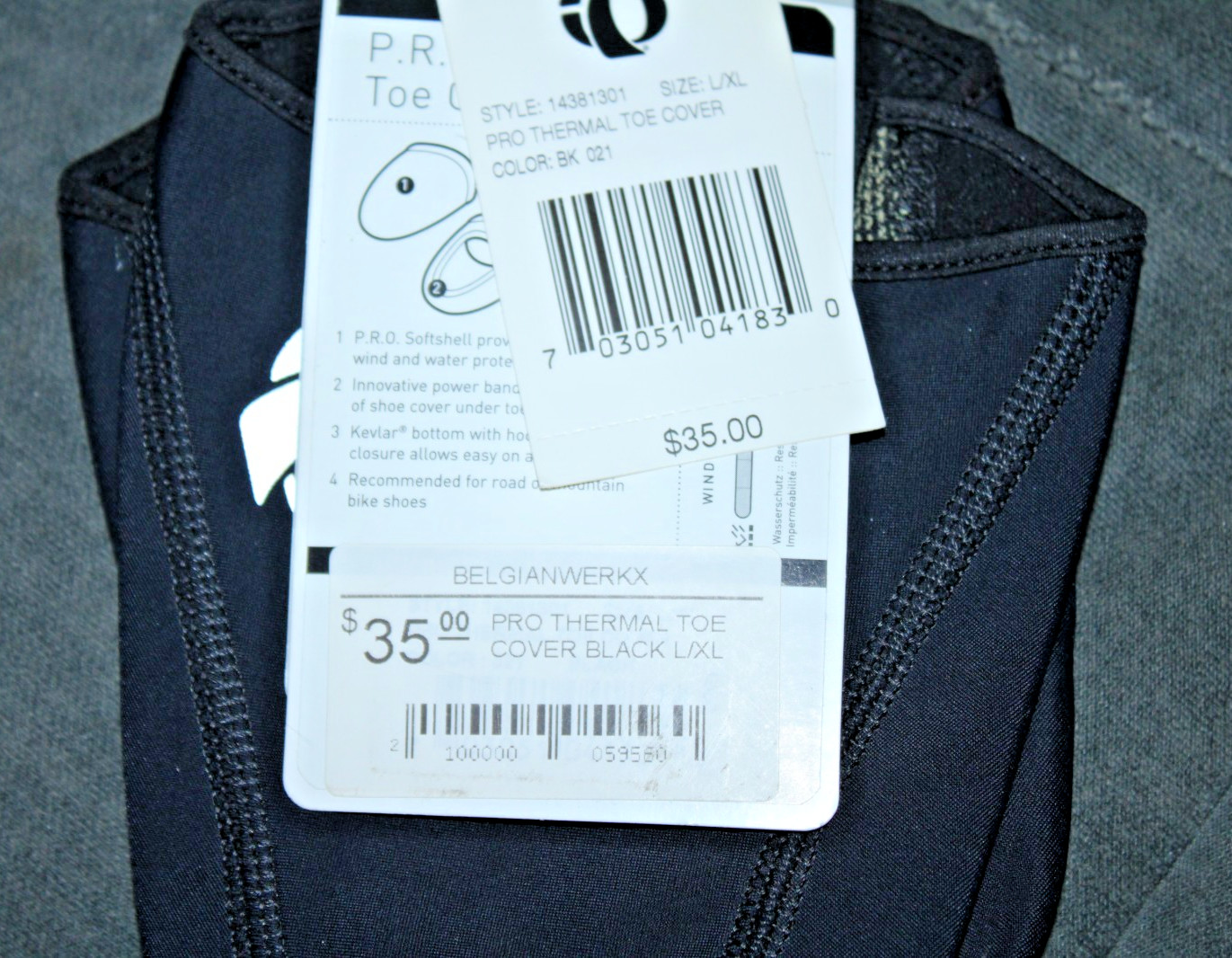 Pearl Izumi Cycling Thermal Shoe Toe Covers L/XL Black 5.5x4.5" Activewear Cafe~