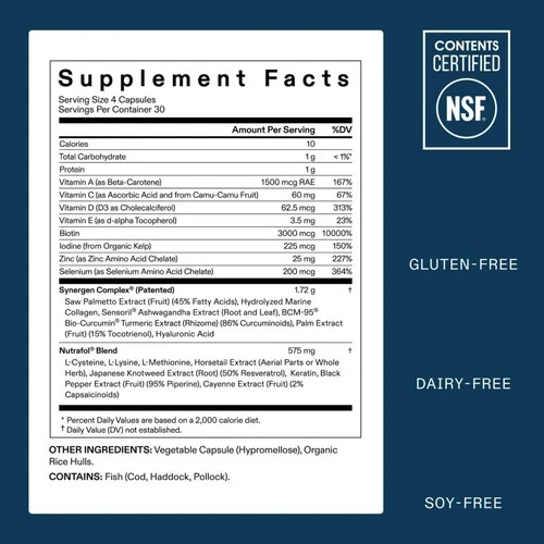 Men Hair Growth Nutraceuticals Dietary Supplement 120 Capsules EXPIR 2027