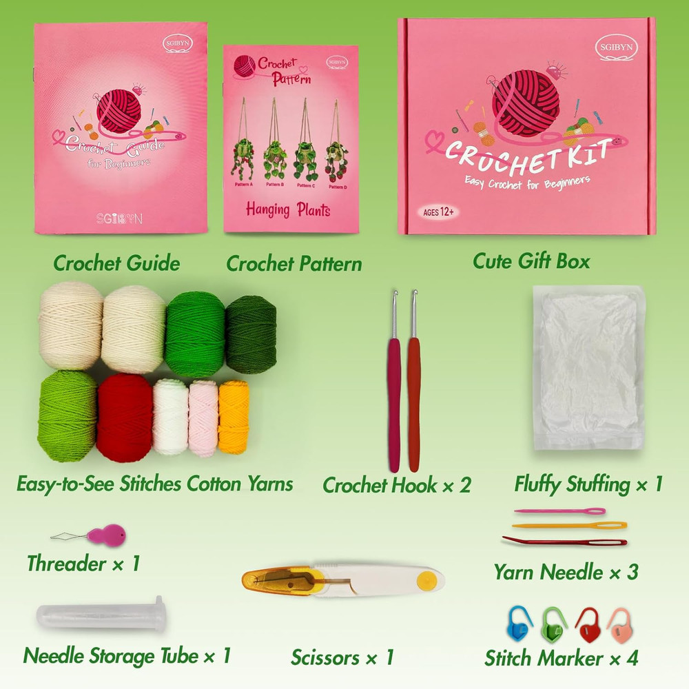 SGIBYN Crochet Kit for Beginners with Step-by-Step Video Tutorials,Beginners Sta