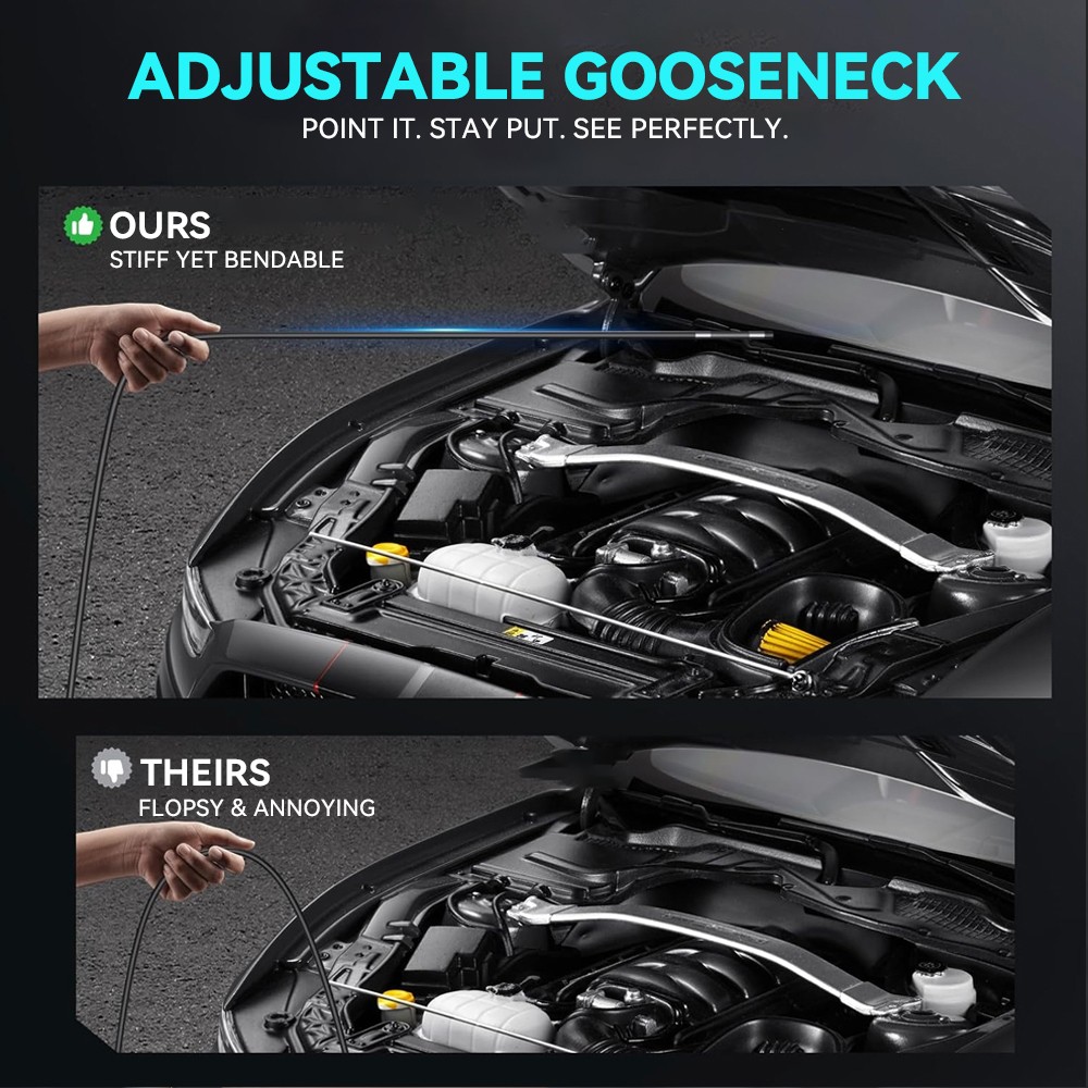 SCOPIX 10ft Tube 2-Way 360° Inspection Camera Articulating Borescope Semi Rigid