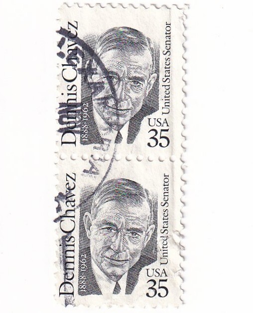 STAMP US SCOTT 2186 "Dennis Chavez" 35 CENT 1991 USED VERT PAIR