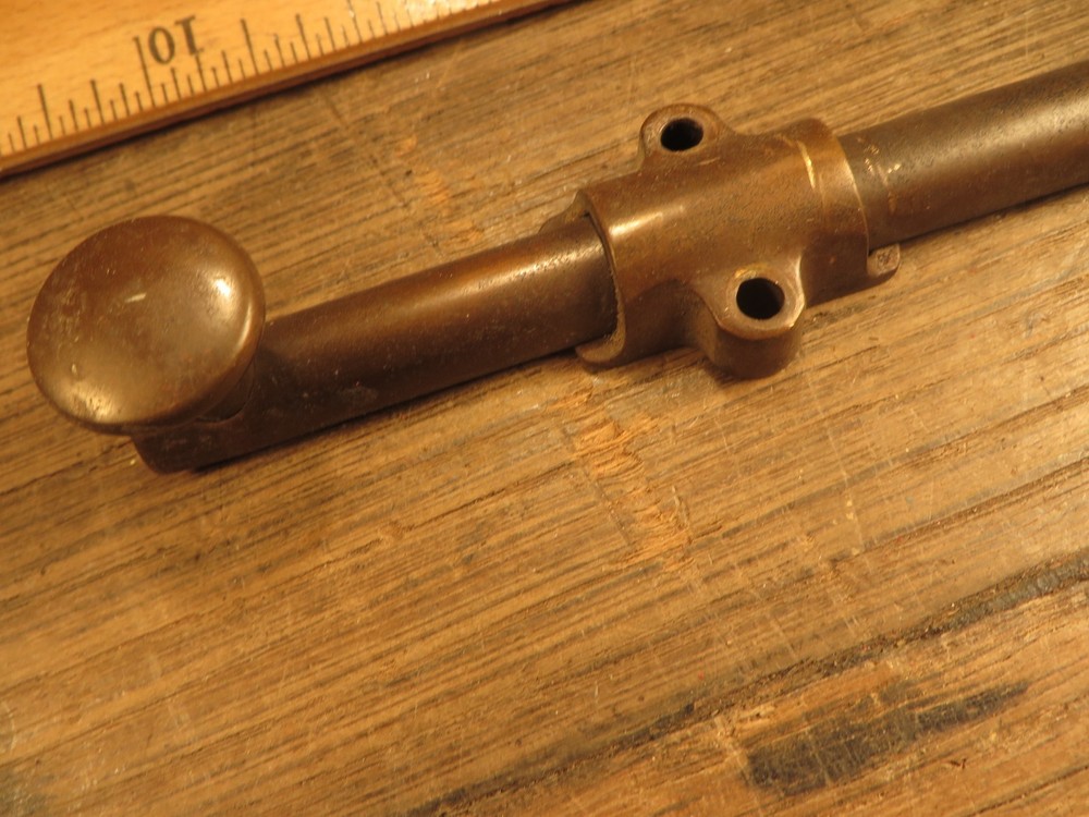 Antique Solid Brass 6" Sliding Surface Bolt Door Lock w/ Keeper Reclaimed 1930`s