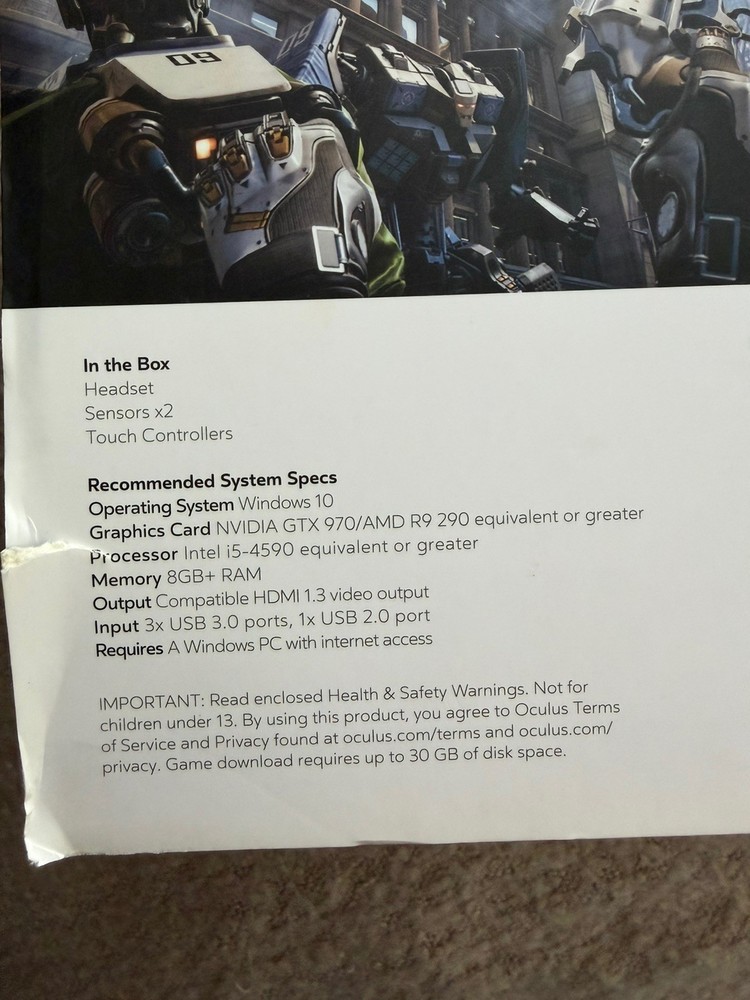 Oculus Rift VR Headset Complete Bundle Open Box w/ Controllers & Box