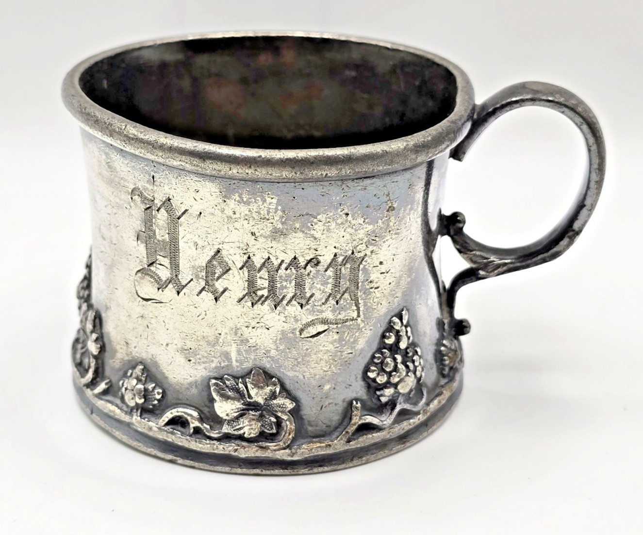 Antique Barbour Silver Co Quadruple Plated 260 Victorian Floral Fruit Cup Mug