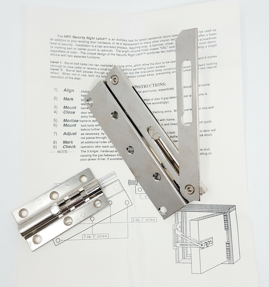 HPC SNL Security Night Latch Locksmith Home Secure Slide Bolt NOS