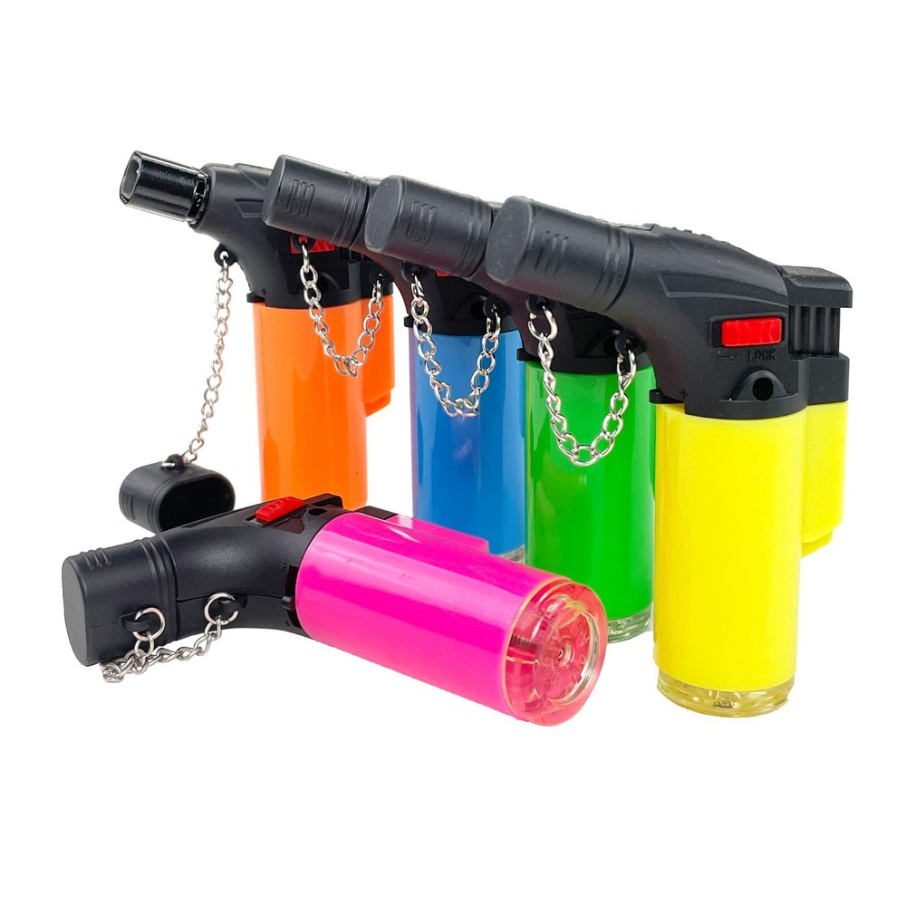 12 Pack Double Jet Torch Lighter Adjustable Butane Refillable Neon Color