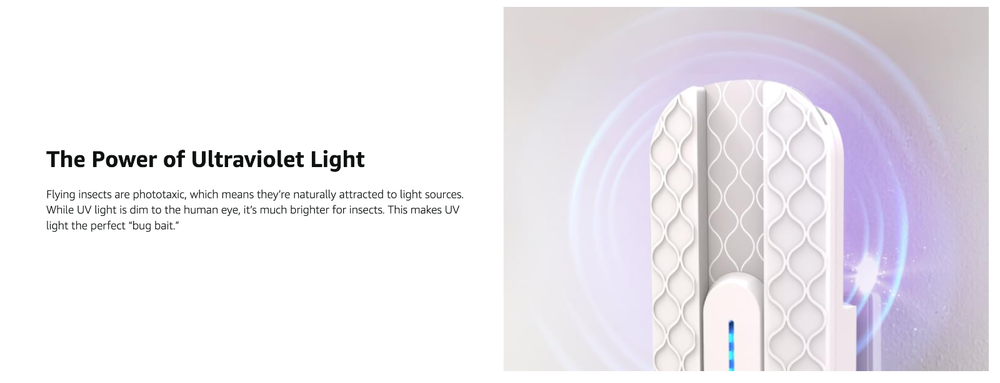 BugMD No Fly Zone Refillable UV Bug Zapper, Mosquito Zapper, Flying Insect Trap