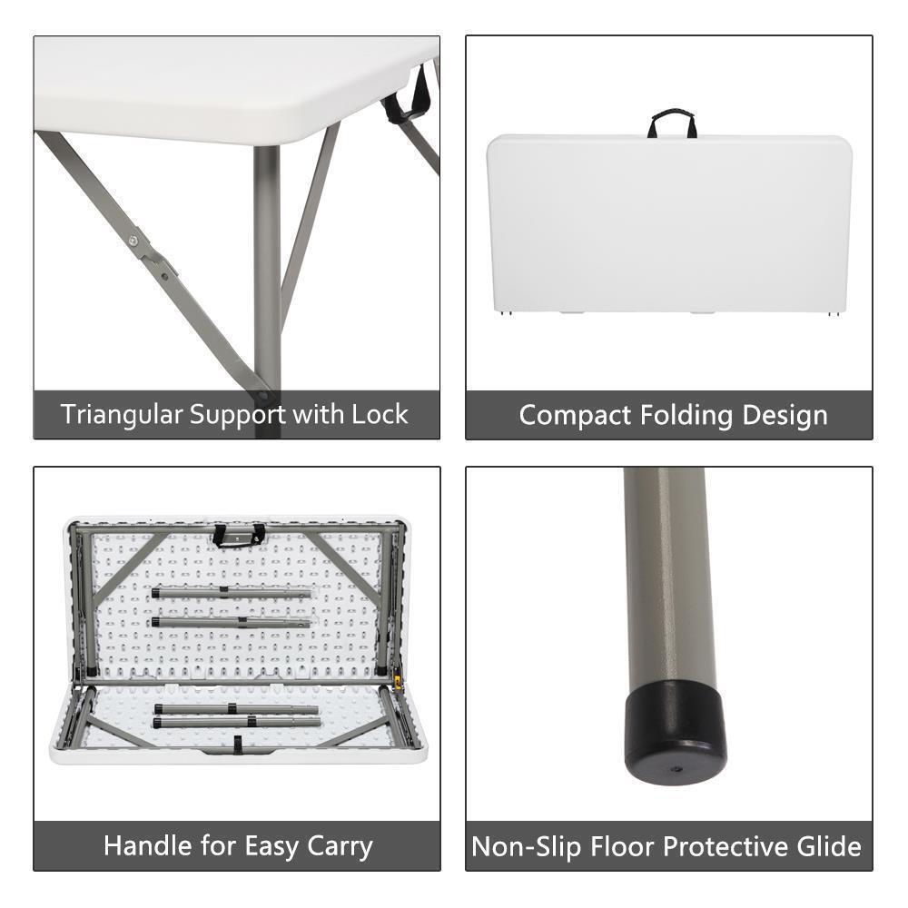 34" Fold in Half Square Table, Portable Plastic Dining Card Table Foldable Home