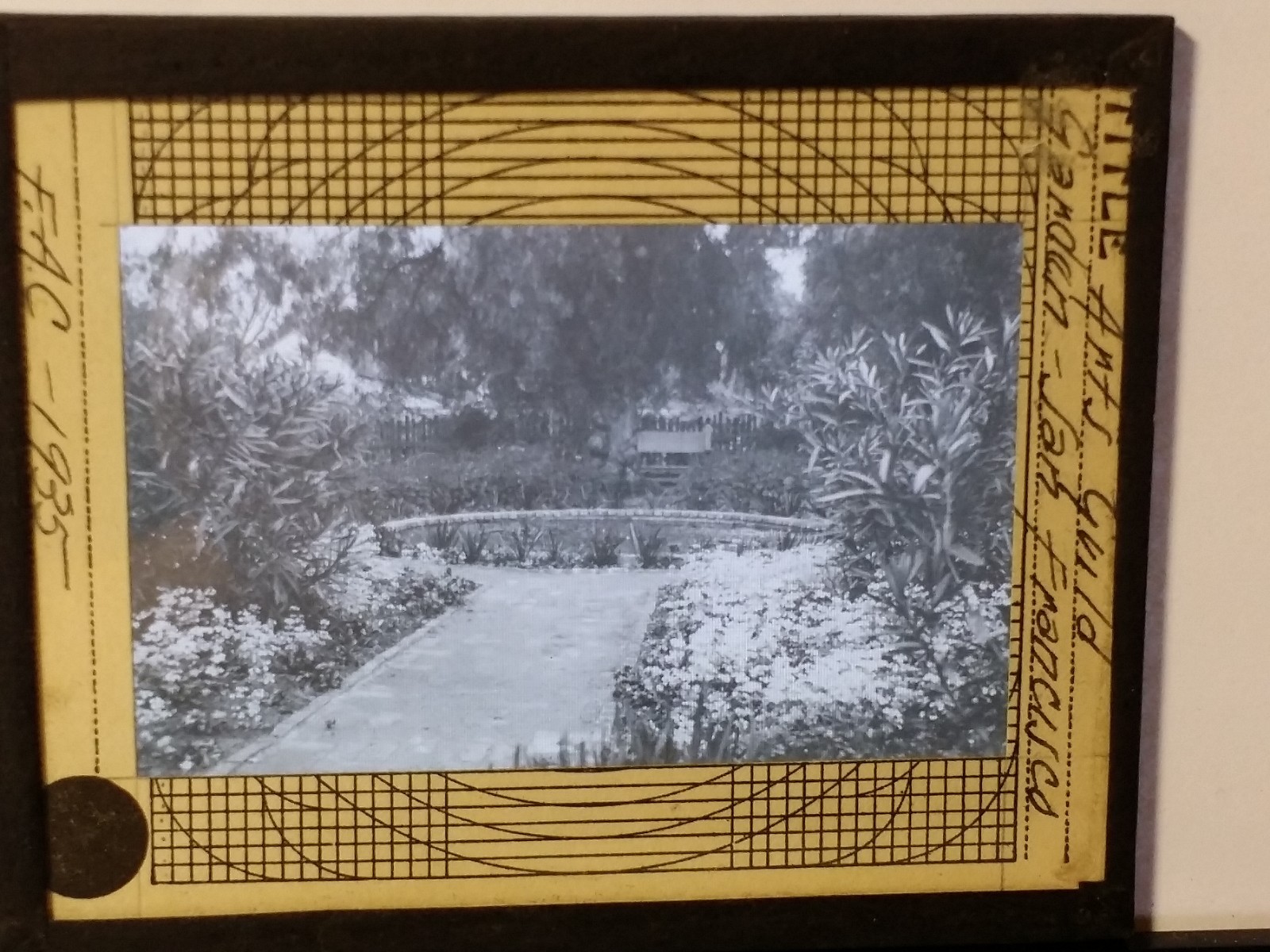 1935, Artists Guild Garden, San Francisco, CA, Magic Lantern Glass Photo Slide