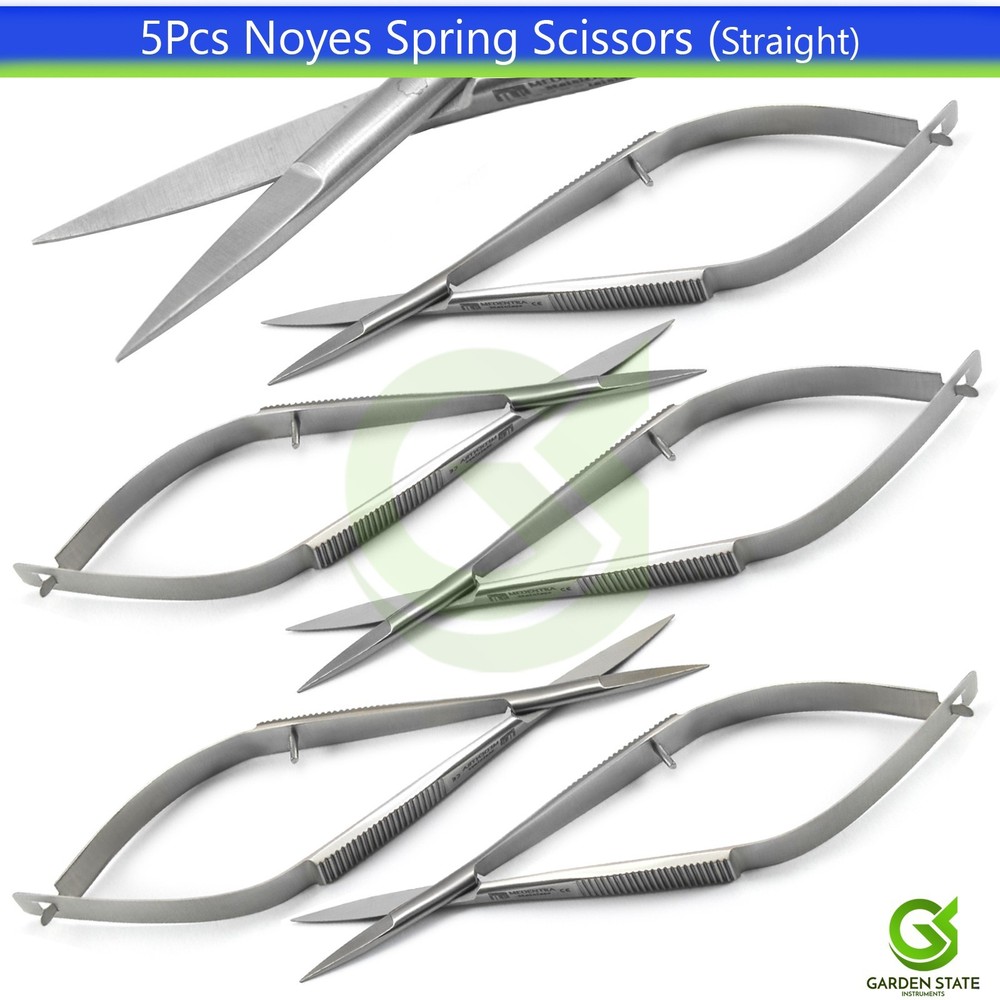 5Pcs Noyes Scissors Sharp Surgical Dental Microsurgery Scissor Spring Action