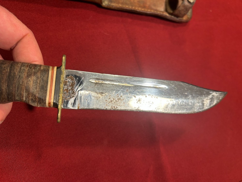Kabor 1207 fighting knife with leather handle fixed blade 6in blade