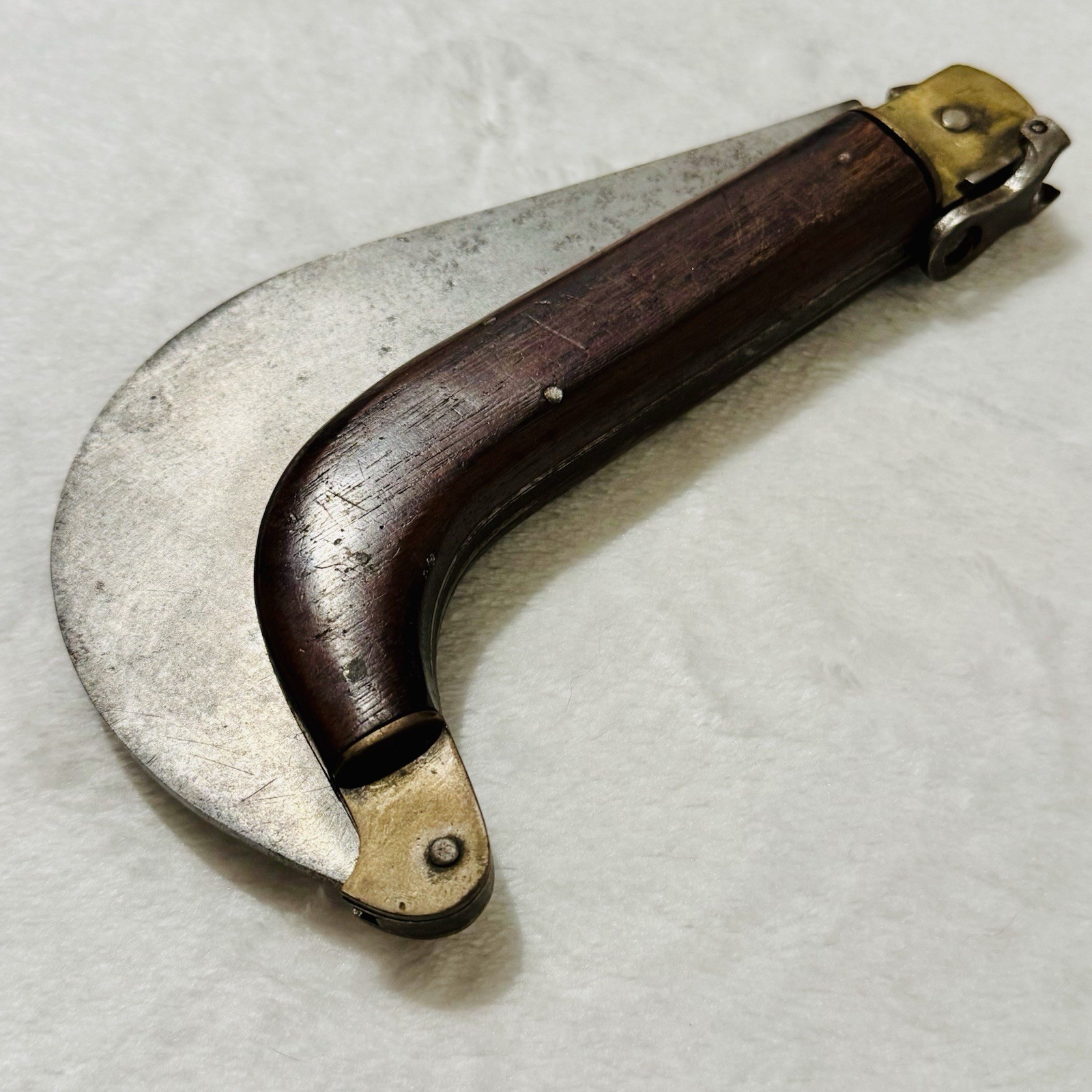 Whitby-Foreign-Roncola-Pruning-Thatcher-Bill-Hook-Knife-W/-Brown-Wooden-Handle
