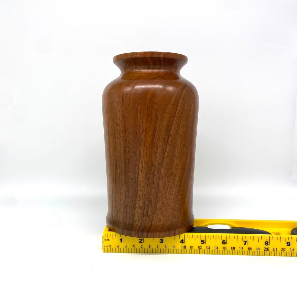 Handmade Turned Walnut Wood Vase Signed