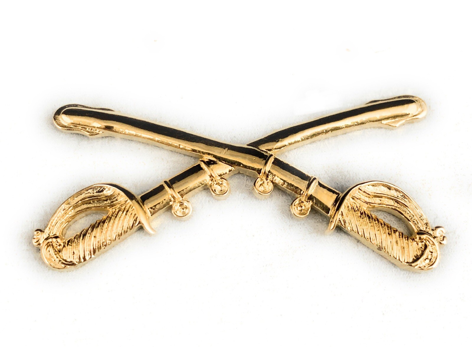 ☀️US Army Cavalry Gold Crossed Sabers Hat Pin, Cav Branch Insignia, Large 2-1/4"