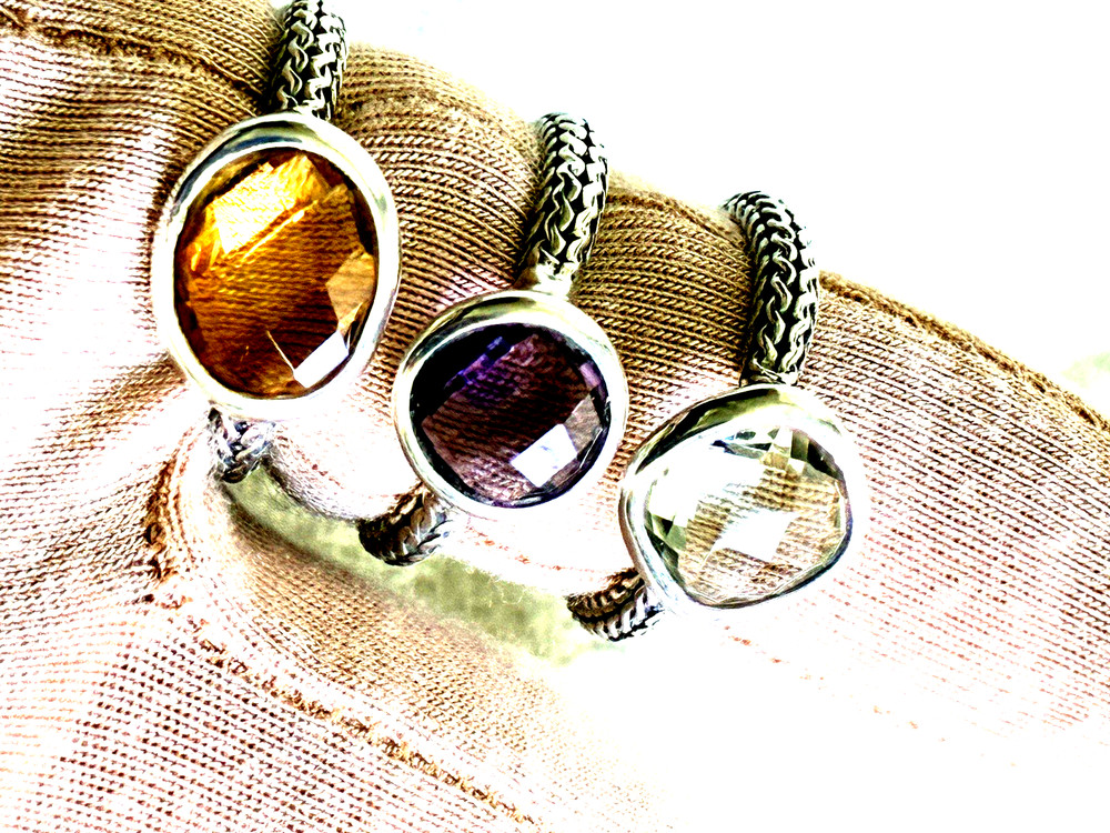 ROBERT MANSE STERLING SILVER MULTI-GEMSTONE STACK RING SET, SIZE 5, 6 (M5047-62)