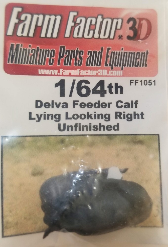 1/64 3D Printed Feeder Calf Laying Down Looking Right