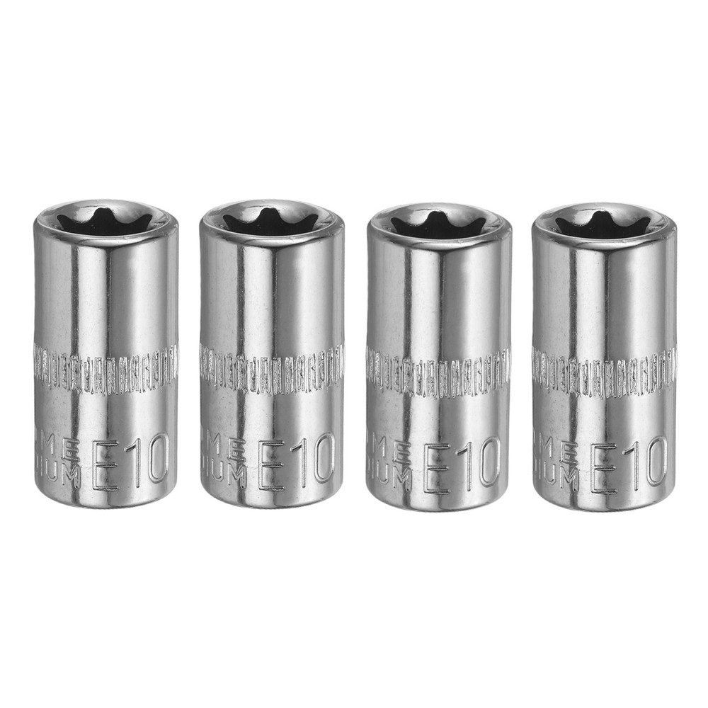 4pcs E-Torx Socket 1/4" Drive E10 External Torx Deep Socket 1" Star Sockets