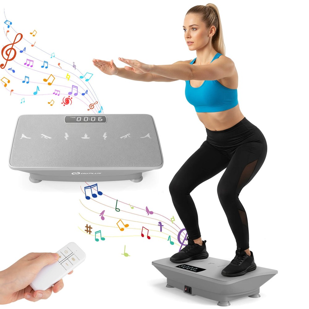 Vibration Plate Exercise Machine w/ Gravity Sensor, Remote Control, Bluetooth