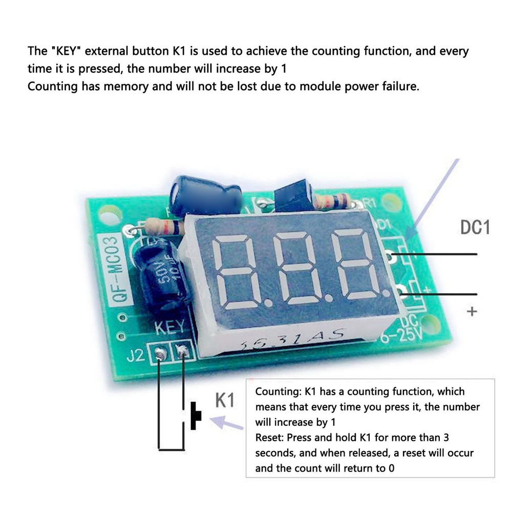 ♡ Trigger Counter Module Memory Function PCB 3 Bit Red Digital Display Module