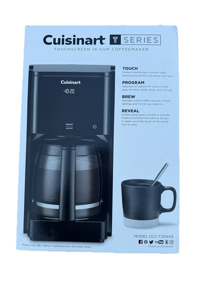 Cuisinart DCC-T20 14-Cup Programmable Coffeemaker Touchscreen, Black