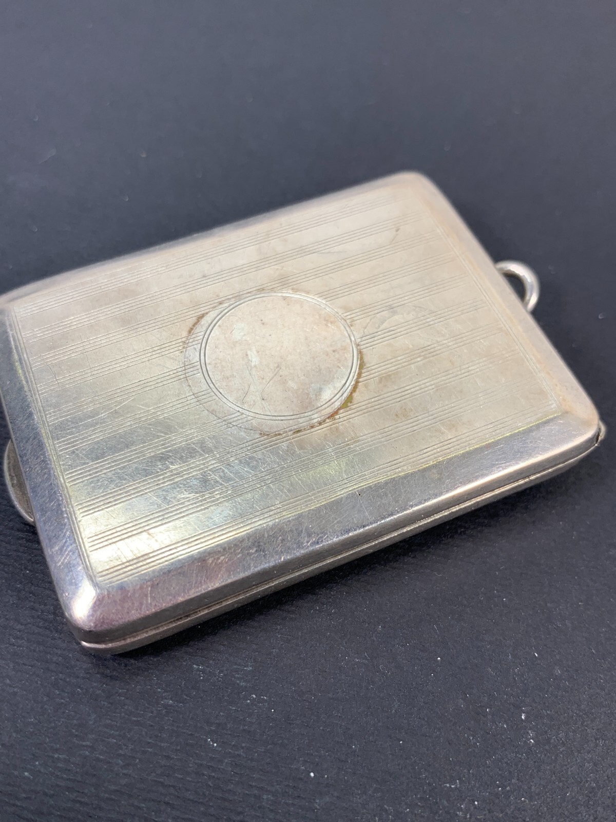 silver engine turned rectangular note/cigarette case, Birmingham 1925