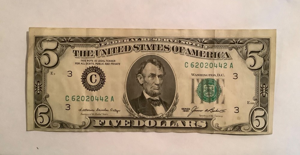 United States  1965  $5 bill error