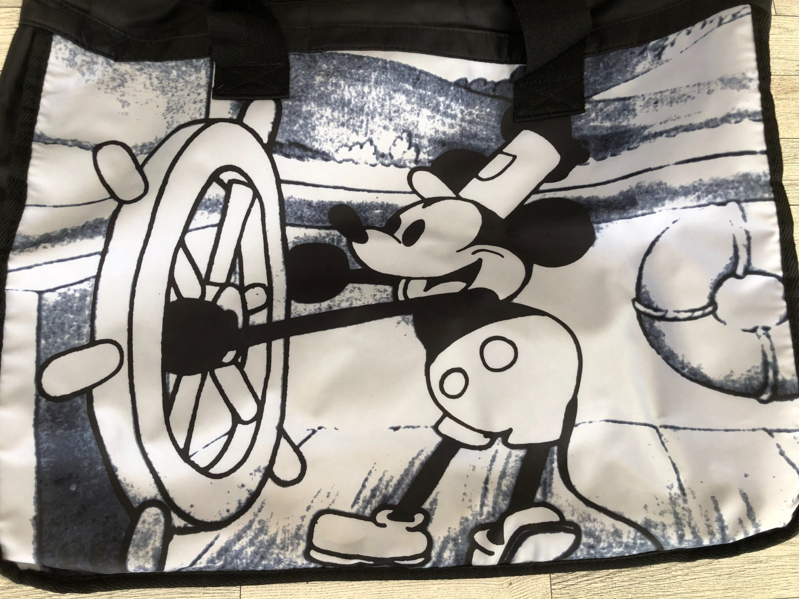 Disney Store Mickey Mouse Steamboat Willie Large Zipper Tote Bag Double Handle