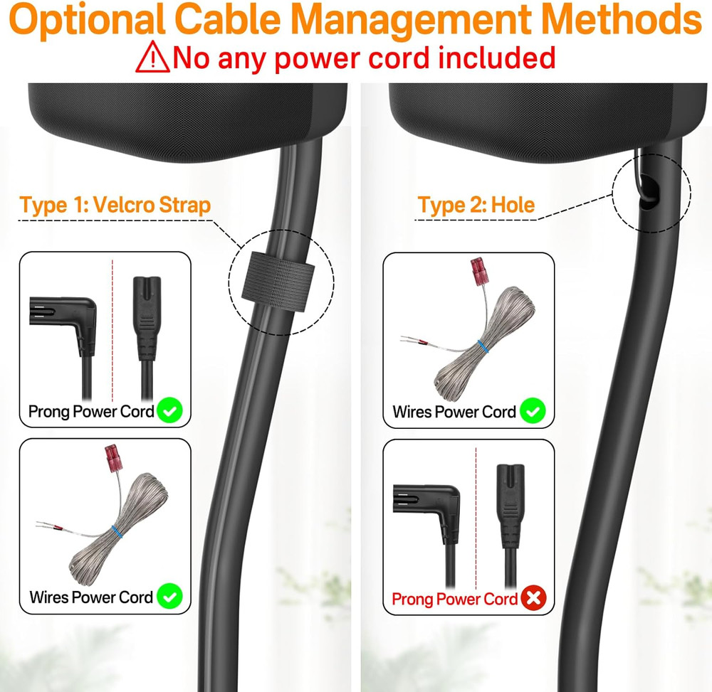 Height Adjustable Speaker Stand Pair Extend 33" to 42" with Wall Mount for Samsu