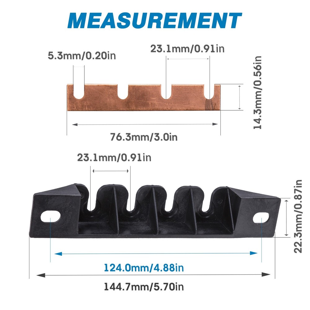 GLOSO E5BB Nylon Bracket / Copper Busbar for Stud Type breakers - (4 - 13 Gangs)