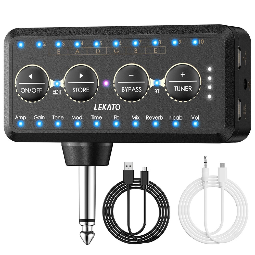 LEKATO Guitar Headphone Amp with Multi Effects Amp Models, IR Loading, Tuner US