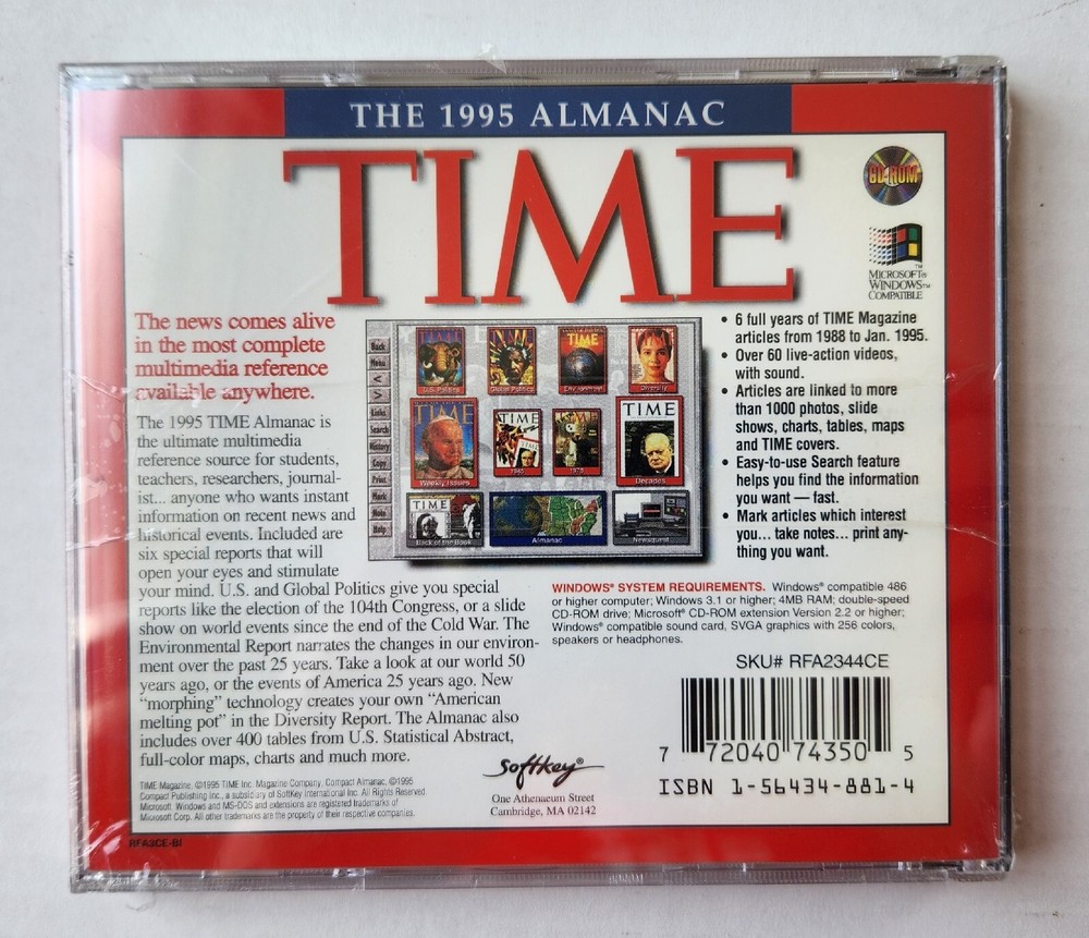 Time - 1995 Multimedia Almanac CD-ROM for Windows. Sealed.