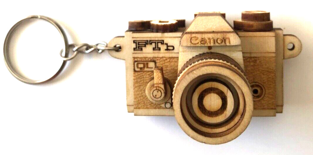 Wooden Miniature Model Canon FTb Keychain Camera