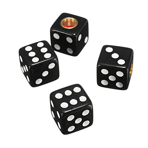 4pcs Plastic Wheel Stem Tyre Air Valve Dustproof Caps Gold Dice Tire Tyre Black