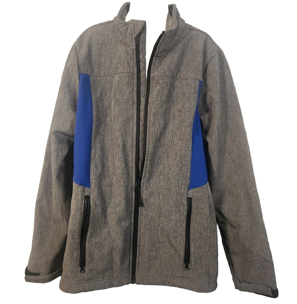 Boy’s SIZE LARGE Full Zip Magellan Jacket Gray & Blue, Zip Pockets, EUC