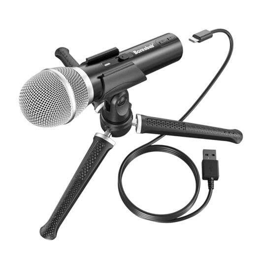 USB/XLR Podcast Dynamic Microphone, Studio Mic Kit with Volume Control, Pop