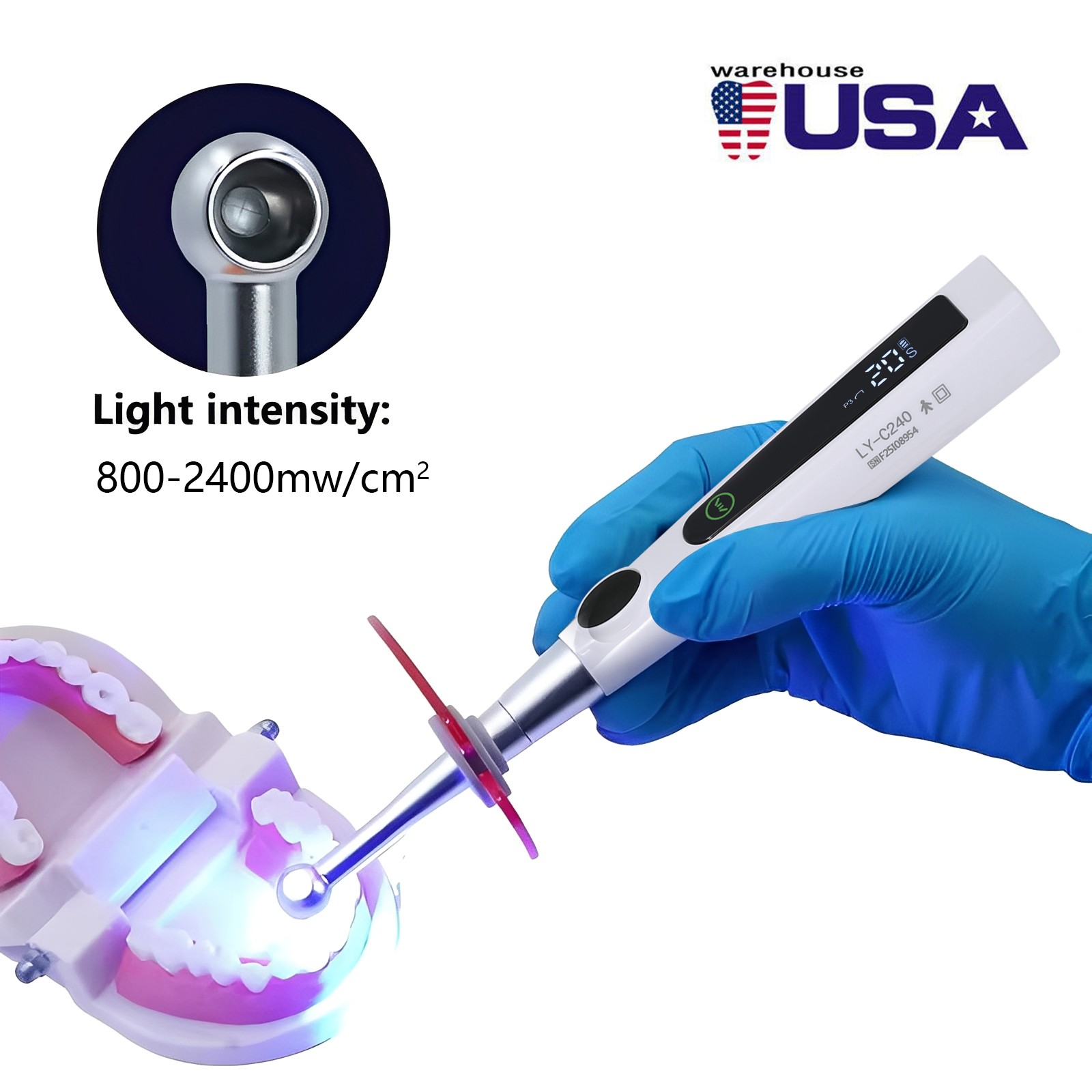 Dental Wireless LED Curing Light 1 Second Cure Lamp Metal Head AI