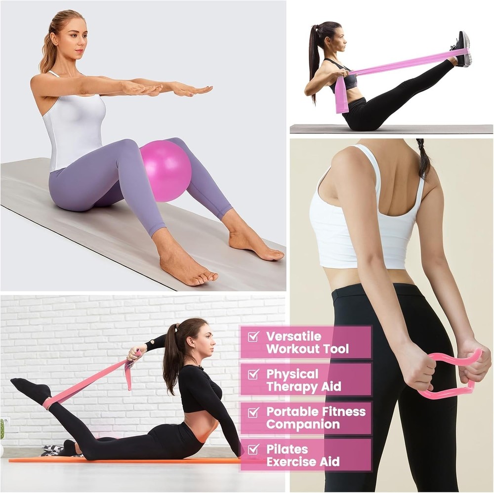 Pink Pilates Ring and Ball Set for Beginners