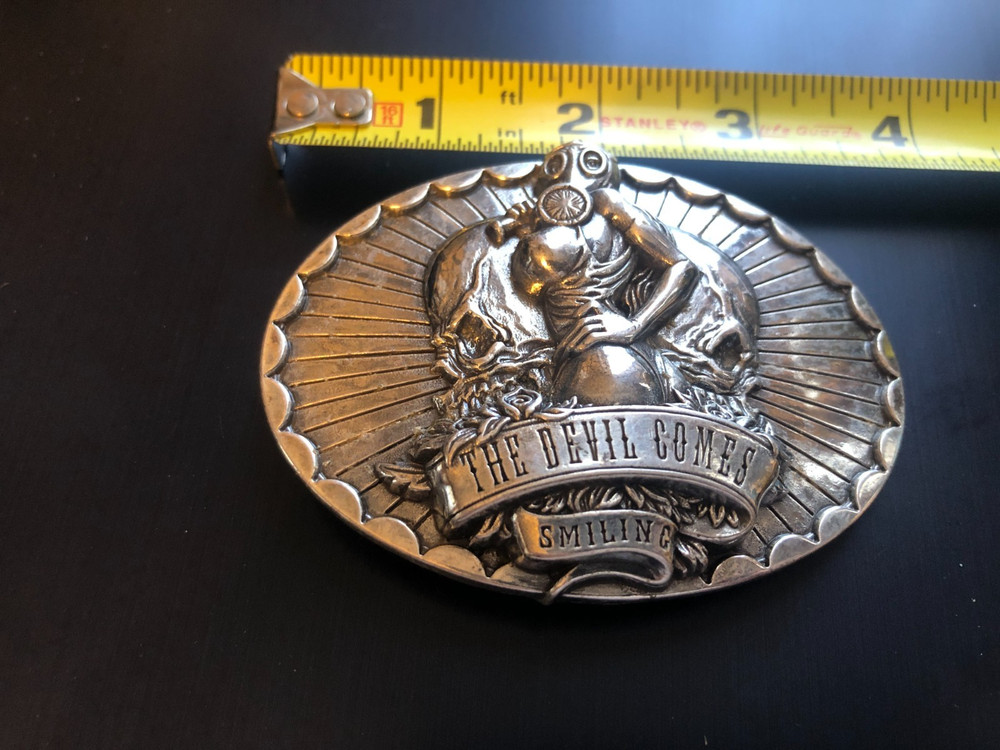 THE DEVIL COMES SMILING BELT BUCKLE