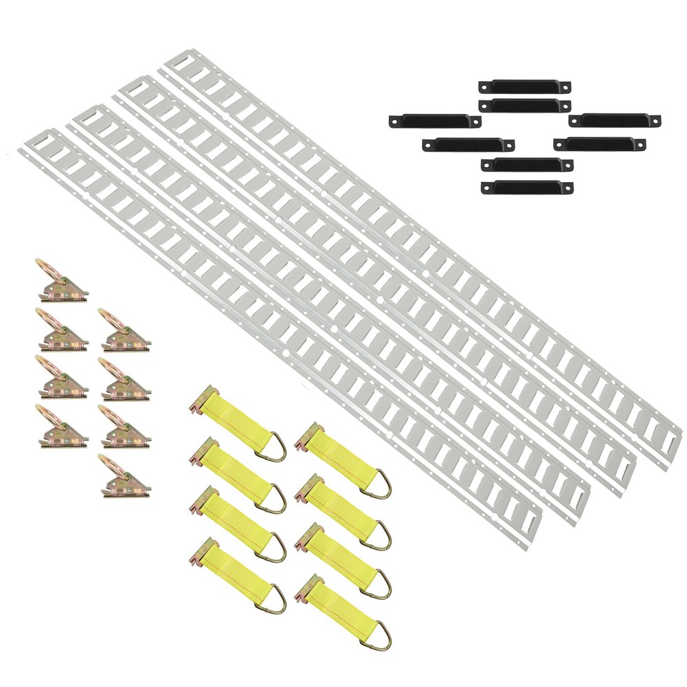 28 Pcs 5 Ft E Track Rails Complete Kit W/ Hardware O-Rings Tie Down Straps UTV