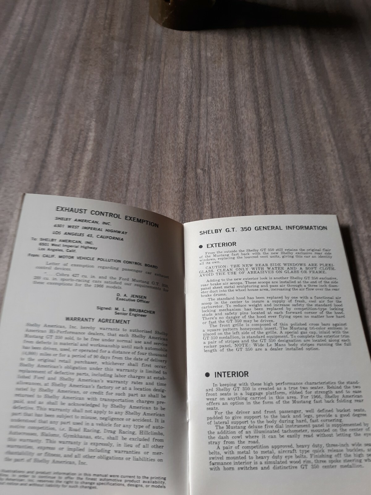 ORIGINAL 1966 Shelby American GT350 Mustang Owners Manual RARE FIRST PRINTING !!